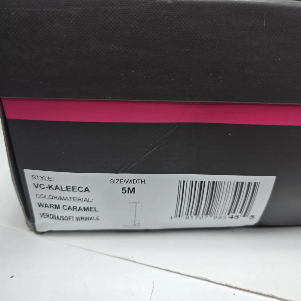 Vince Camuto Kaleeca Warm Caramel Suede Tall Riding Cowgirl Boots Size 5 - Picture 15 of 16